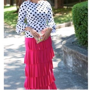 dainty jewells ruffled maxi skirt